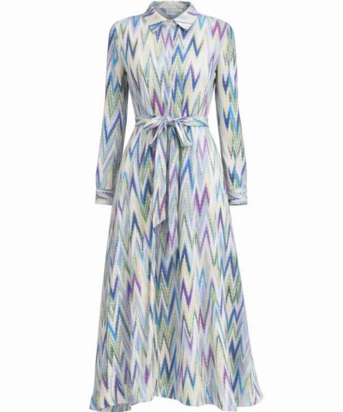 Radiant Mosaic Belted Midi Dress - Purple/Blue