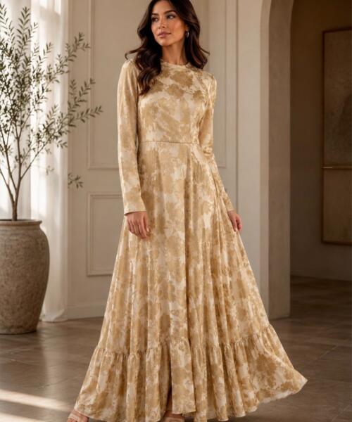 Shira Golden Petals Gown