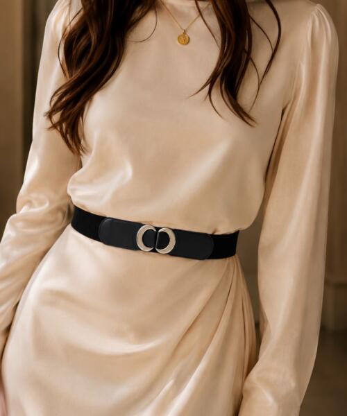 Silver Double Ring Elastic Belt