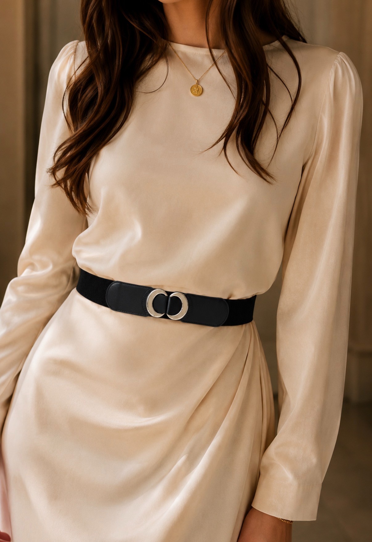 Silver Double Ring Elastic Belt