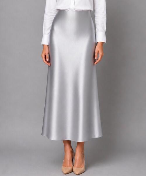 Silver Satin Skirt