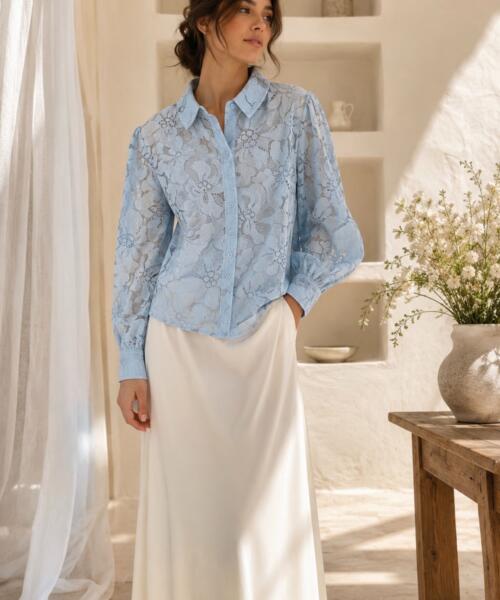 Sky Blossom Lace Blouse