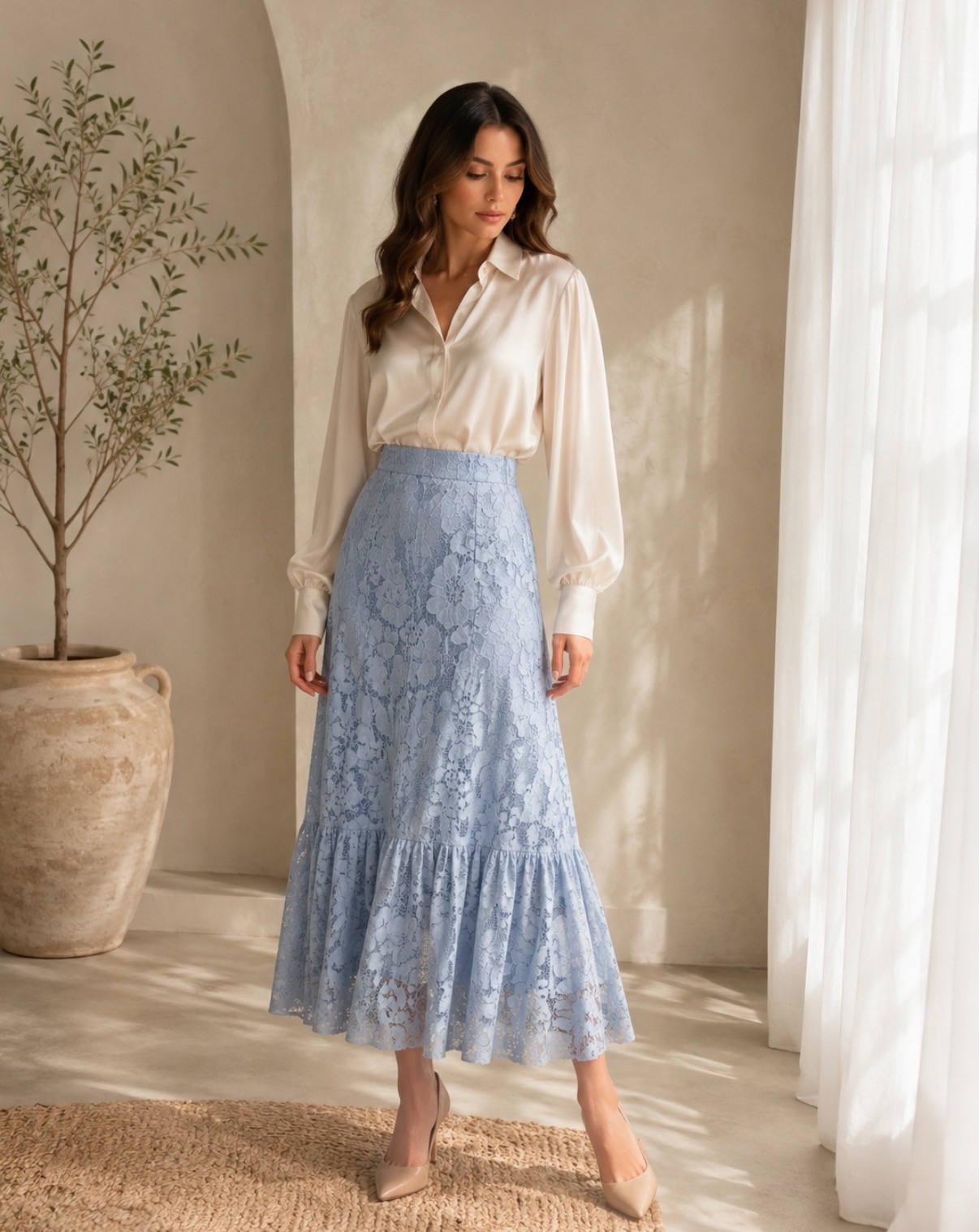 Sky Blossom Lace Skirt
