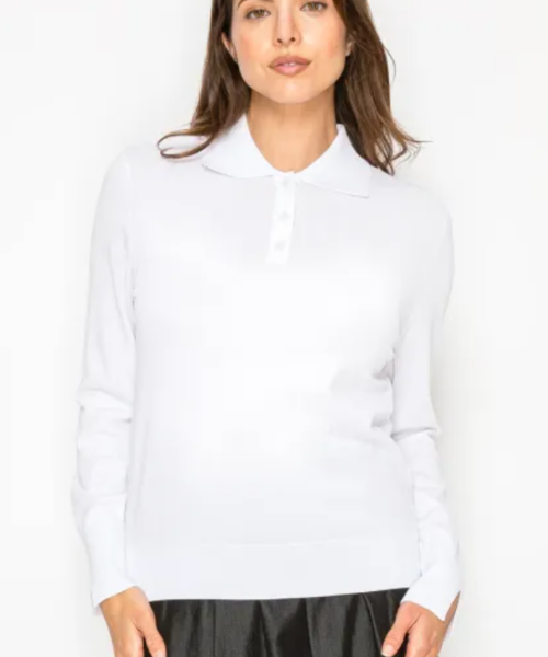 Solid Collar Sweater-White