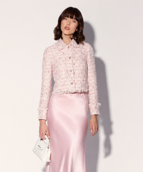 Strawberry Rosé Tweed Blazer