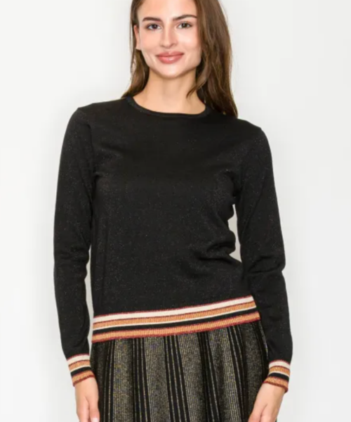Stripe Burgundy Trim Knit
