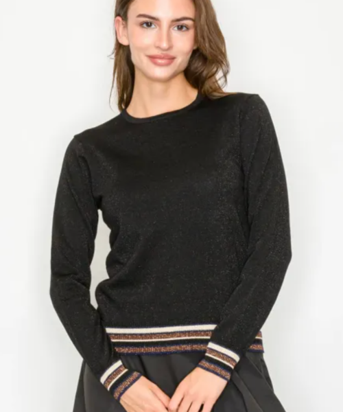 Stripe Navy Trim Knit