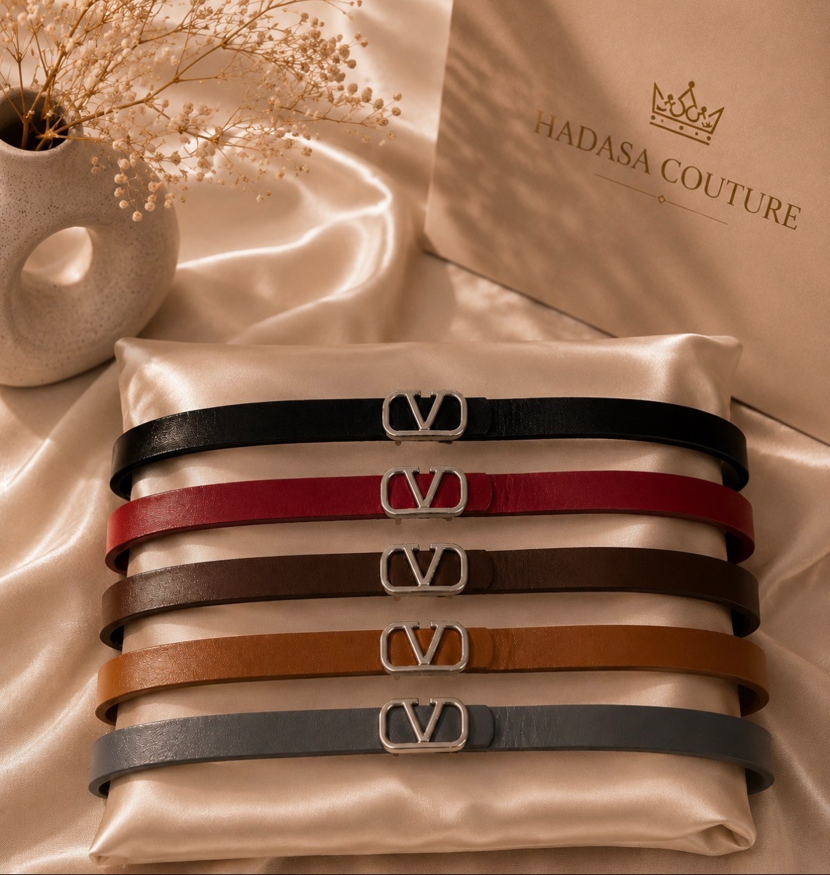 V Silver Buckle Belts