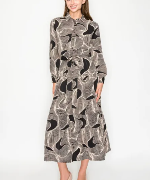 Wave Print Midi