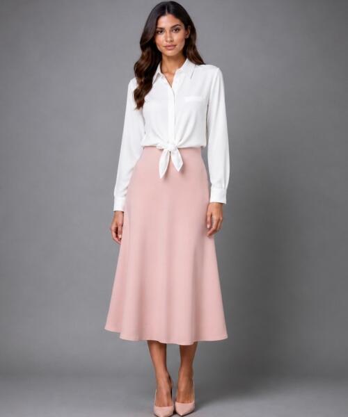 White Satin Tie-Front Shirt